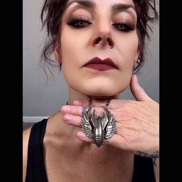 Kitsch 'n' Kouture Tattoo Art Rockabilly Bomb Punk SS 18" Military Necklace - Picture 1 of 9